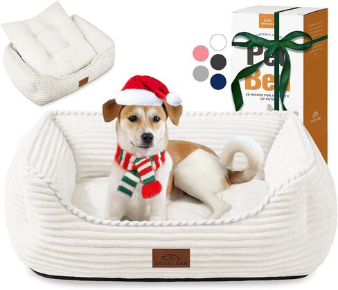 Rectangle Cat Dog Bed for Large Medium Small Pets Indoor Outdoor Machine Washable Sleeping Sofa Non-Slip Bottom Soft Puppy Bed Durable Orthopedic Calming Pet Cuddler (Medium, Coffee) in Kuwait