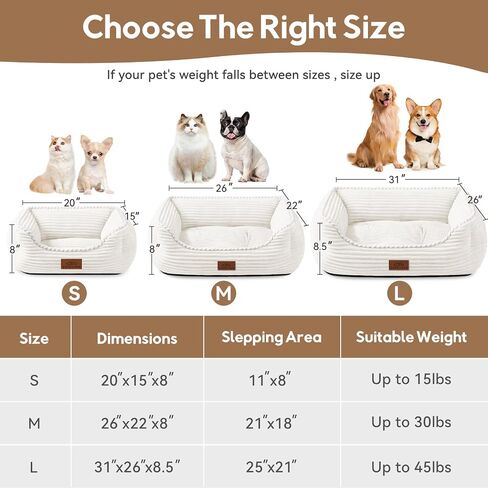 Rectangle Cat Dog Bed for Large Medium Small Pets Indoor Outdoor Machine Washable Sleeping Sofa Non-Slip Bottom Soft Puppy Bed Durable Orthopedic Calming Pet Cuddler (Medium, Coffee) in Kuwait