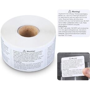 600 Pieces Wax Melt Warning Labels for Clamshell Warning Labels for Wax Melt Molds, 1.8 x 1.5 Inches(White)