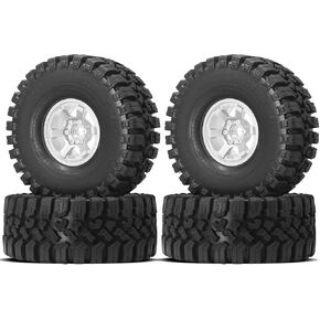 OGRC 1.9 RC Crawler Tires and Wheels 12mm Aluminum Alloy Beadlock Rims for Axial SCX10 90046 AXI03007 TRX4 Redcat Gen8 Gen7 1/10 RC Crawler Car (Silver)