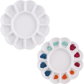 2 عبوة من 13 لوحة ألوان مائية من البورسلين، صينية لوحة خلط سيراميك دائرية مقاس 8 بوصة، لوحة ألوان مائية من السيراميك للرسم الزيتي الأكريليكي بألوان مائية in Kuwait