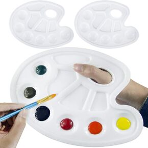 BEADNVOA Paint Tray Palette Paint Pallet with Thumb Hole Model Paint Tray for Kids Artists Painters (3 pcs, Acrylic Paint, Oil Paint, Watercolor Paints)