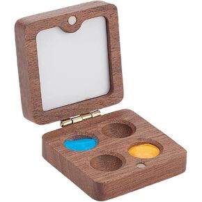 PH PandaHall 4 Grids Portable Watercolor Palette Sketchbook Palette Mini Travel Paint Tray Box Tiny Paint Palette Wood Watercolor Paints Box for Painters Artists Watercolor Painting Drawing Gift