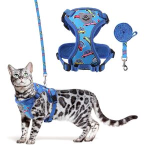 KOOLTAIL Cat Harness and Leash Set, Escape Proof for Safe Walking & Travel, Reflective Comfortable Easy Control Adjustable Kitten Harness for Boys&Girls Small Medium Large Cats Tribe M