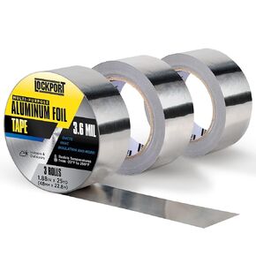 Lockport Aluminum Foil Tape 2" x225 ft - 3 Pack - Aluminum Tape - HVAC Duct Sealing, Dryer Vent, Heat Insulation Tape & Ductwork Repairs - Heat Resistant, Waterproof, Professional Grade