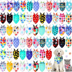 Sweetude 60 Pcs Polka Dot Dog Bandanas Bulk Dog Triangle Scarf Puppy Pet Bibs Adjustable Dog Cat Outfit Washable Dog Accessories Grooming Supplies Costume for Small to Medium Girl Boy Dogs
