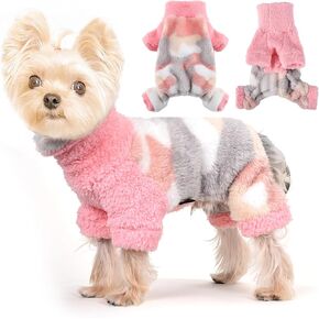 Dog Pajamas Pjs Christmas Dog Clothes for Small Dogs Girl Boy Warm Spring Fall Winter Dog Onesie Xmas Dog Sweaters Fleece Puppy Jumpsuits 4 Legged Outfits Clothing Apparel