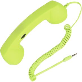 Retro Cell Phone Handset, Old Telephone Headset for Answer Call Hangs Up Call, Reject Call, Redial, Power Off, for Audio Jacks or USB C (Green)