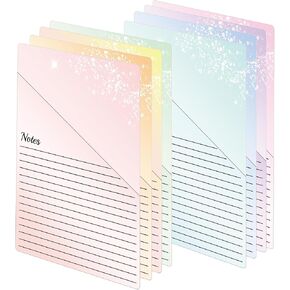Lined Vertical Slash Pocket File Folders 8 Pack Lined File Folders Tabs Paper Holders 9" x 12"Double Sided Ruled Note Taking Half Pocket Filing Jacket for School and Office Supplies