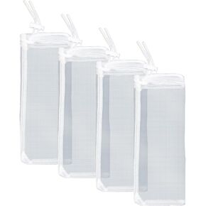 Pawfly 4 Pack Aquarium Filter Media Bags, Fish Tank Extra Fine Mesh Bag with Drawstring 150 Micron Aquarium Mesh Bag for Fine Resins, Activated Carbon, Bio Filter Balls, 8" x 3" Ceramic Rings