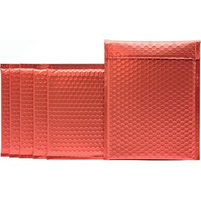 ProLine Matte Metallic Red Bubble Padded Mailers 8.5x12 Inch Self Seal Padded Envelopes (10)
