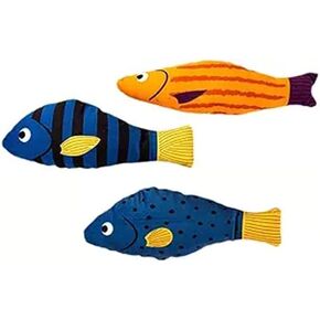 DeepCrush Catnip Toys 3 Pack -Simulation Fish Shape Realistic Fluffy Catnip Doll Interactive Pets Pillow Chew Bite Supplies for Cat Kitten Kitty，Fish Plush，cat Fish Toy，cat Tous，Pillow for cat
