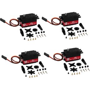 12KG TD-9512MG 180 Degree Large Torque Short Body Metal Gear Digital Servos, Set of 4, for 1:10 1:8 1:12 RC Car Drift Robot Crawler Helicopter Tail Robot