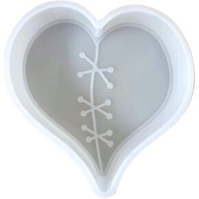 Heart with Stitches Valentines Day Car Freshie Silicone Mold | 4x4" inch Scented Aroma Beads Car Candle, Soap Oven Safe to Bake Heat Resistant Love