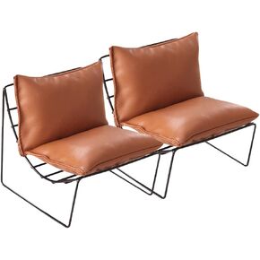 LOGOFUN 2 Pcs Dollhouse Miniature Furniture Mini Sofa Chair Model Micro Landscape Back Chair Doll House Accessory (Light Brown) - 4.2 * 4.2 * 4.1 inch