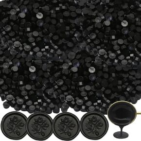 Sealing Wax Beads Black Black Wax Seal Beads, 600Pcs Black Wax Sealing Beads for Wax Seal Stamp, Wax Seal Beads Kit Perfect for Wedding Invitations, Christmas Envelopes (Black)