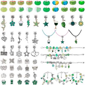 Xzyden Charm Bracelet Making Kit for Girls,Beads for Jewelry Making Kit DIY Crafts Making Charms Bracelet Kits Jewelry Supplies with Gift Box for Teen Girls Ages 5-12 (Green)