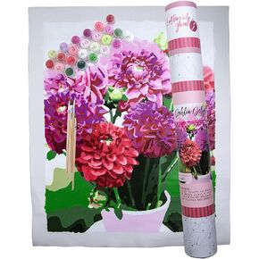 Pink Picasso Kits Botanical Floral Paint by Number for Adults | DIY Canvas Painting Kits Color by Numbers As Seen On Shark Tank | Dahlia Delight 16x20 - Paint Kit Set