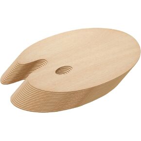 15PCS Wooden Paint Palette 12"x 16" Large Oval-Shaped Artist Painting Palette with Thumb Hole, Oil Wood Painting Palette, Art Pallet for Painting