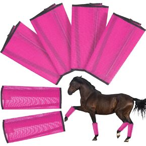 Fly Boots for Horses Set of 4, Horse Fly Boots Prevent Mosquito Bites, Fly Boots for Horses, Breathable Mesh Fly Leg Wraps for Horses