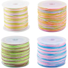 Beadthoven 0.6mm Nylon String for Bracelets 262Yards Chinese Knotting Cord Wind Chime Twine String Braided Nylon Beading Threads for Jewelry Making Necklace Macrame Kumihimo Christmas Red Blue White