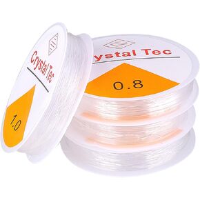 4 Rolls Elastic String for Bracelets, White Stretch Magic Elastic String Bead Cord Strong & Stretchy Clear Jewelry Thread for Bracelet Necklaces Seed Beads, Letter Beads, Clay Beading (0.4mm&0.6mm)