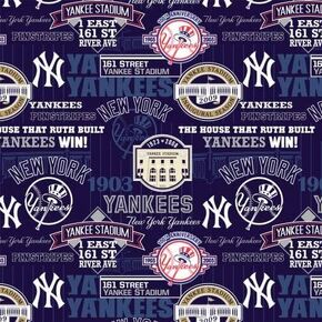 New York Yankees Cotton Fabric - MLB Team Logo Cotton Fabric by The Yard, Fat Quarter, Half Yard, 1 Yard, 2 Yard Cuts