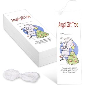 100 Pieces Christmas Angel Tags Christmas Giving Tree Tags Angel Tree Giving Gift Tags for Church Christmas Tree Christmas Wishes Tags Christmas Labels for Community Welfare Crafts,3 x 9 Inch
