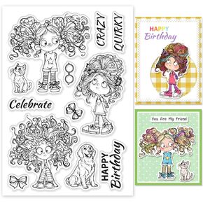 GLOBLELAND Comics People Clear Stamps Cartoon Characters Dogs Silicone Clear Stamp Seals Puppy Pets Transparent Stamps for DIY Scrapbooking Cards Making Photo Album Journal