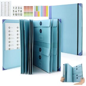 Folio Folders with Pockets, Folding Document Organizer Accordion Storage Binders for Birth Certificates, Social Security Cards, Passports, Photos, Anti Lost Binders