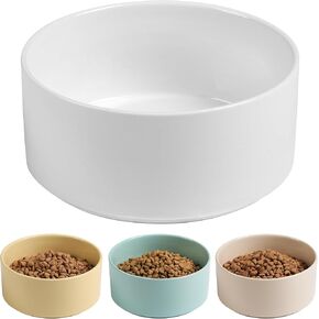 Non Slip Dog Bowls, Heavy Ceramic Dog Food Bowl with Silicone Base, Weighted Puppy Water Bowl No Spill, No Flip Pet Feeding Bowl for Big Cats, Puppies, Small and Medium Dogs (White, 6")