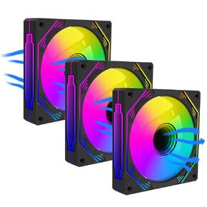 PANO-MOUNTS 120mm ARGB Fan Infinity Mirror Reverse Airflow 5V 3Pin Addressable RGB PWM PC Computer Water Cooler CPU Case Fan 600-1800RPM White 3-Pack