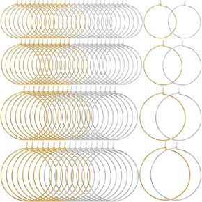 280PCS Earring Beading Hoops, 20/25/30/40mm Hypoallergenic Round Open Hoops, Gold Silver Metal Earring Finding Rings Wedding Decorative Accessories for DIY Jewelry Making Women