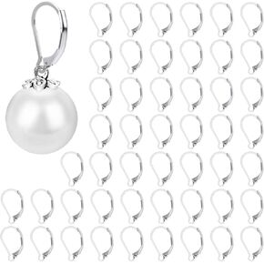 50pcs Lever Back Earring Hooks, 0.67in Long Stainless Steel Leverback Earwires French Earring Clasps Dangle Ear Wire Jewelry Findings Earring Hooks for Jewelry Making