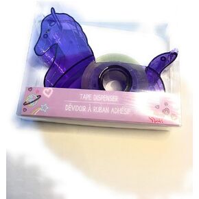 (1) Purple Unicorn Refillable Tape Dispenser with Clear Tape 3/4 Inch