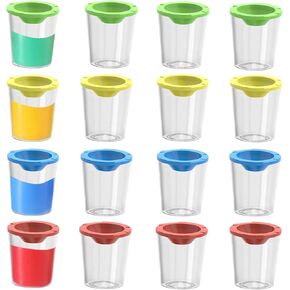16 PCS No Spill Paint Cups with Lids 4 Colors, Arts and Crafts Supplies for Classrooms, Ultimate Paint Containers with Lids, Art Supplies Paint Cups