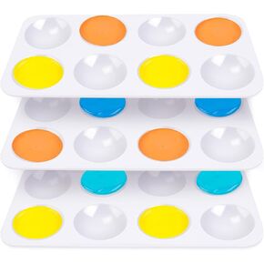3 pcs Rectangular Paint Tray Palettes for Kids，Plastic Paint Pallet with 8 Wells Rectangular Watercolor Paint Palettes for Students, Adult,Painting Party, DIY Craft and Art Painting