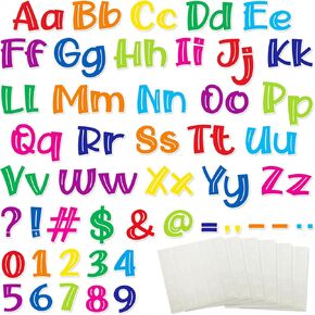 150 Pcs 7 Inch Bulletin Board Letters Combo Set - Colorful Alphabet Cutout Letter Number with 300 Pcs Adhesive Dots, Chalkboard Classroom Letters for Home School Decor (Rainbow)