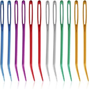 12Pcs Yarn Needle, Bent Needles for Crochet Large Big Eyes Yarn Darning Tapestry Needle Weaving Needles Embroidery Needle for Tapestry Knitting Darning Sewing