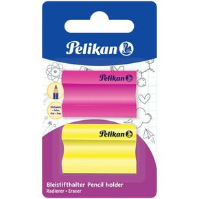 Pelikan Neon Eraser with Pencil Holder, Pack of 2 (Assorted, No Colour Selection Possible)