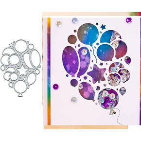 SunnyKids Stars Balloons Metal Cutting Die Cuts, Stars Balloons Decoration Stencils DIY Crafts Card Cutting Dies Cuts for DIY Embossing Card Making Photo Decorative Paper Dies Scrapbooking