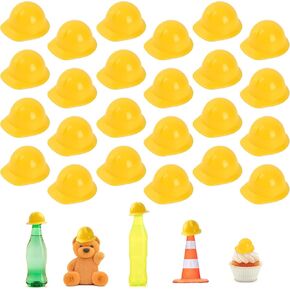 Miniature Construction Hat 25Pcs, Mini Construction Doll Hats Plastic Miniature Bottle Topper Hats for Party in Kuwait