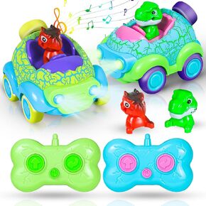 Remote Control Car for Toddlers 1-3, Kids Rc Cars Toy Ages 3-5 Dinosaur Toys for Boys, Boys & Girls Christmas Birthday Gifts, Rechargable Dinosaur Car with Led Lights & Music for Toddler Ages 2-4