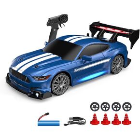 1:24 Scale RC Drift Car, 30KM/H 4WD 2.4GHz Remote Control Cars with LED Light, Racing and 4 Drifting Wheels, 1 Rechargeable Batteries, High Speed RC Racing Cars Perfect Toy Gift for Boys, Girls, Kids in Kuwait