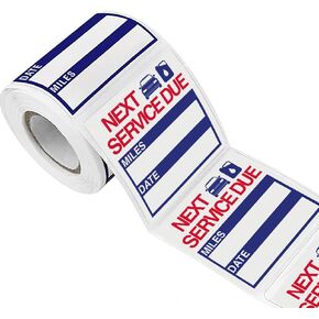 PERFORMORE 300 Pcs 2" x 2" Oil Change Stickers, Auto Maintenance Service Due Reminder Stickers Labels, Next Service Due Sticker Labels, Removable Vinyl Oil Change Stickers for Windshield (1 Roll)