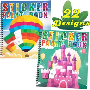 90shine 2PCS Sticker Books for Kids Ages 4-8 Multicolor Design Party Gift Create 22 Pictures