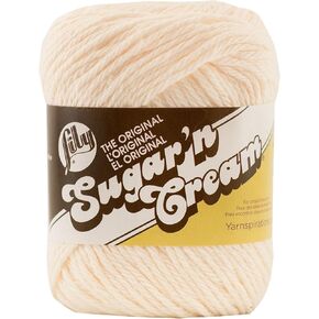Lily Sugar 'N Cream The Original Solid Yarn, 2.5oz, Medium 4 Gauge, 100% Cotton - Ecru - Machine Wash & Dry