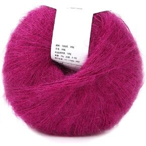 Wool Yarn for Knitting, 12 Colors Soft Thin Angora Mohair Yarn Hand Washable Long Wool Yarn DIY Scarf Crochet Thread Supplies for Craft Projects(Dark Red)