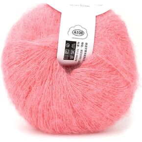 Wool Yarn for Knitting, 12 Colors Soft Thin Angora Mohair Yarn Hand Washable Long Wool Yarn DIY Scarf Crochet Thread Supplies for Craft Projects(Dark Red)