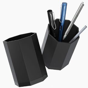 NIUBEE Acrylic Pencil Holder for Desk: Pen Organizer for Home Office Storage Octagon Design Iridescent 2 Pack